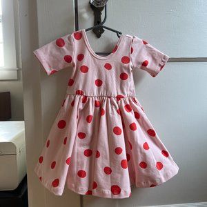 The Short Sleeve Ballet Dress in Blush Dot